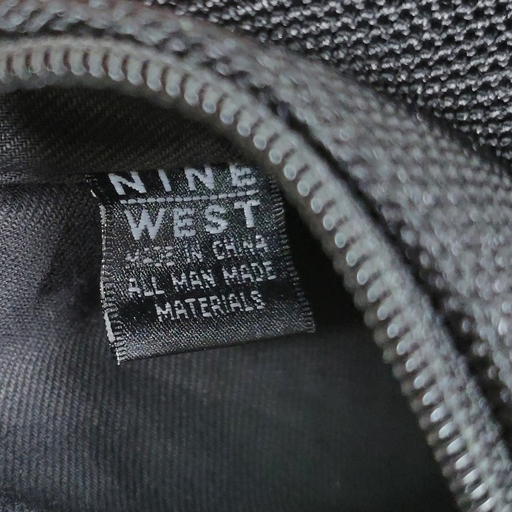 Nine West Mini Hobo Shoulder Bag Purse Black Mesh Zip Silver Logo Charm Y2K - Picture 2 of 15